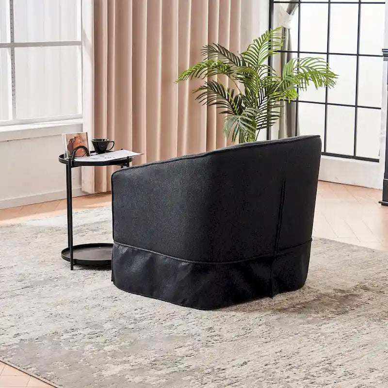 Poltrona a botte girevole in lino con pouf – 1 posto, colori multipli