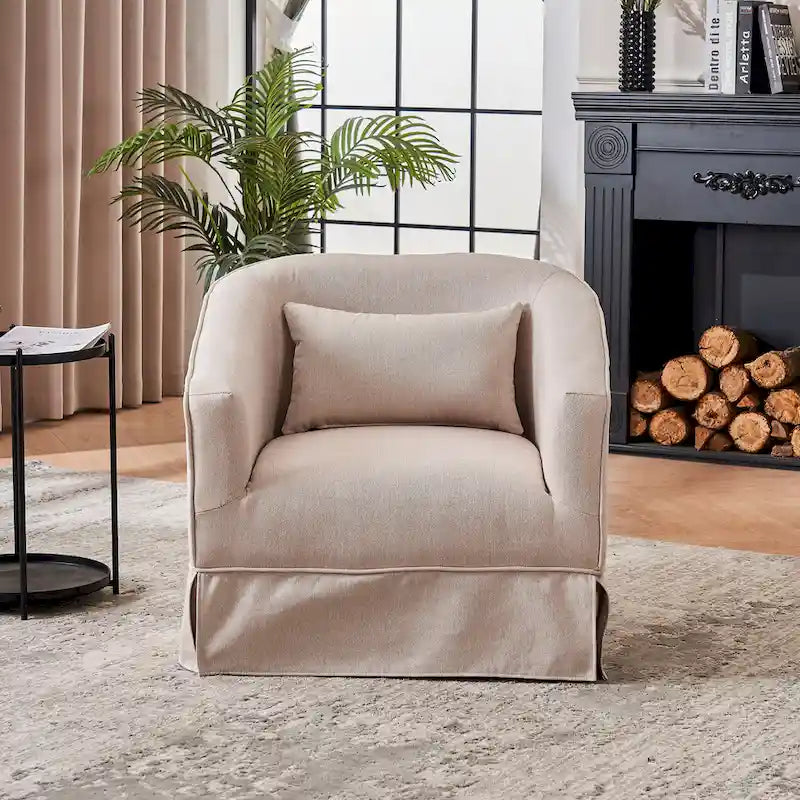 Poltrona a botte girevole in lino con pouf – 1 posto, colori multipli