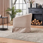 Poltrona a botte girevole in lino con pouf – 1 posto, colori multipli