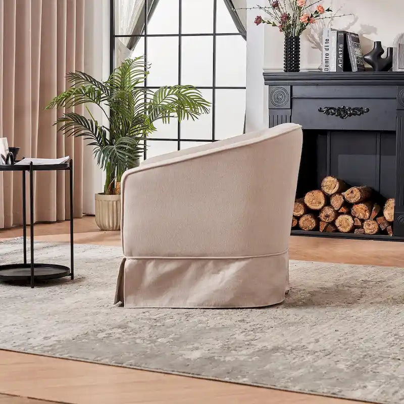 Poltrona a botte girevole in lino con pouf – 1 posto, colori multipli