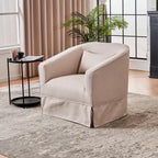 Poltrona a botte girevole in lino con pouf – 1 posto, colori multipli