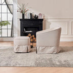 Poltrona a botte girevole in lino con pouf – 1 posto, colori multipli