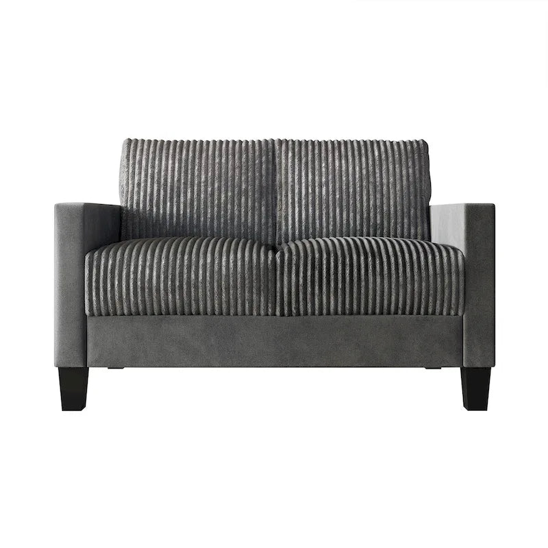 Divanetto due posti rivestito in velluto a coste – Grigio / Champagne / Marrone / Azzurro / Nero / Rosso