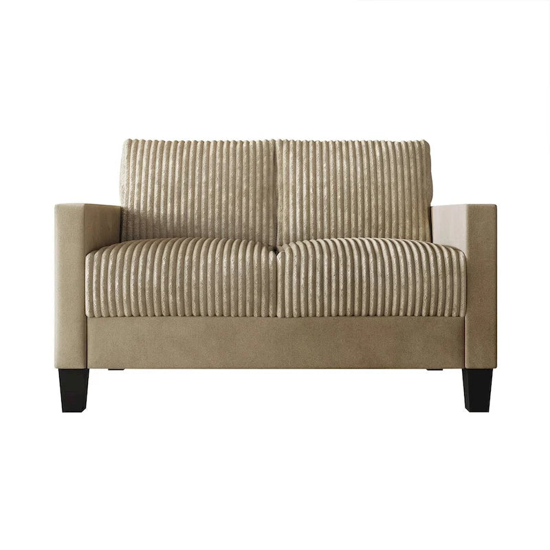 Divanetto due posti rivestito in velluto a coste – Grigio / Champagne / Marrone / Azzurro / Nero / Rosso
