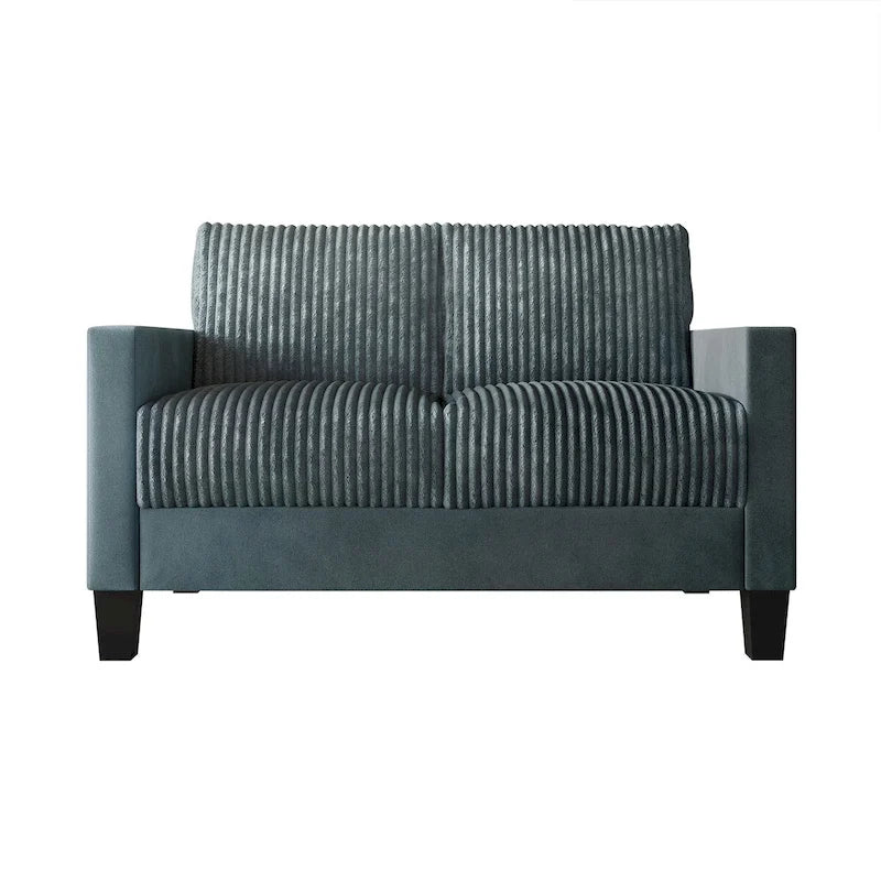 Divanetto due posti rivestito in velluto a coste – Grigio / Champagne / Marrone / Azzurro / Nero / Rosso