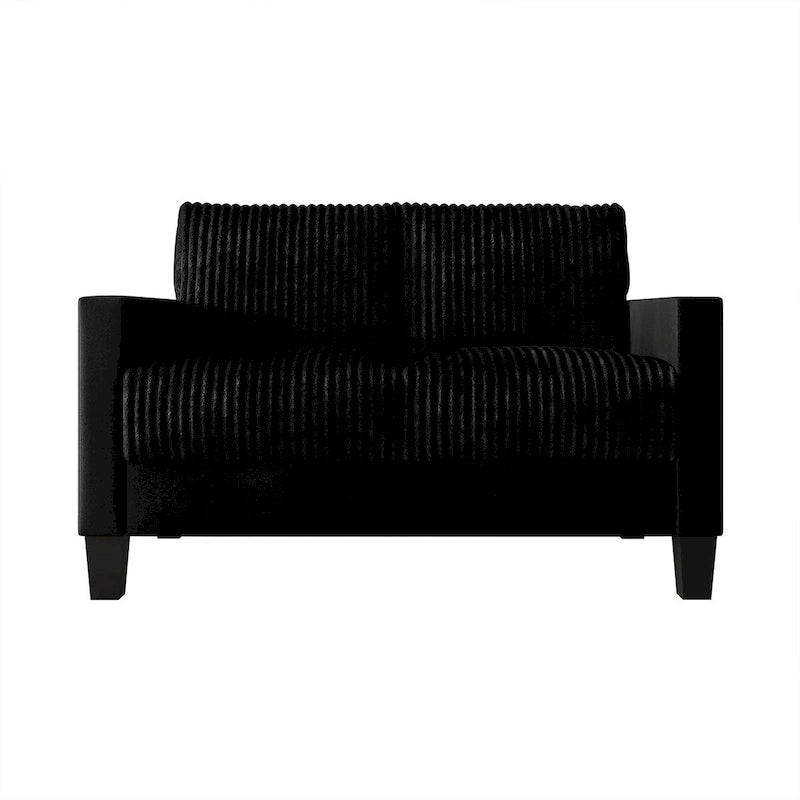 Divanetto due posti rivestito in velluto a coste – Grigio / Champagne / Marrone / Azzurro / Nero / Rosso