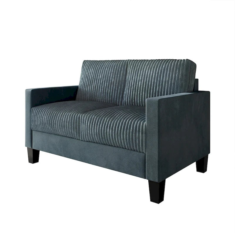 Divanetto due posti rivestito in velluto a coste – Grigio / Champagne / Marrone / Azzurro / Nero / Rosso