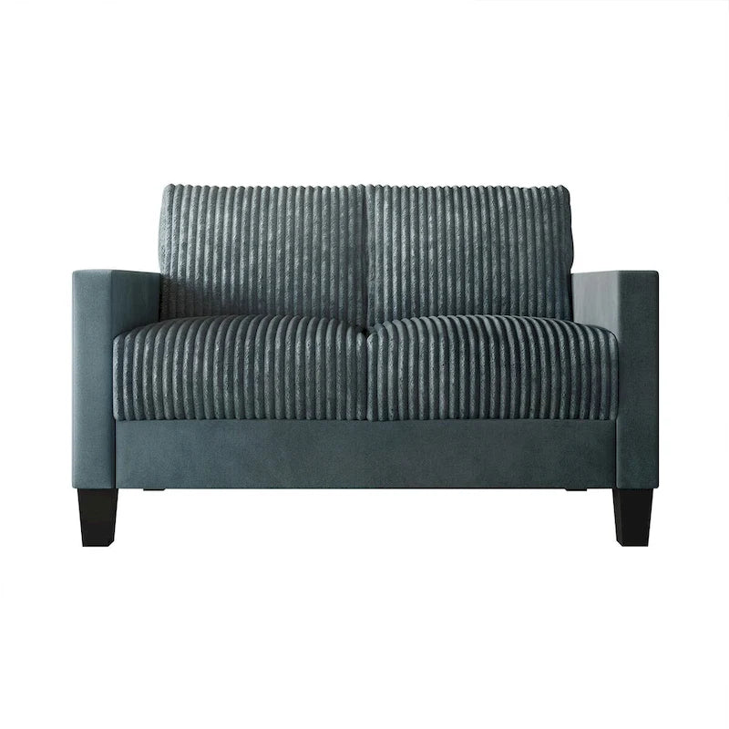 Divanetto due posti rivestito in velluto a coste – Grigio / Champagne / Marrone / Azzurro / Nero / Rosso