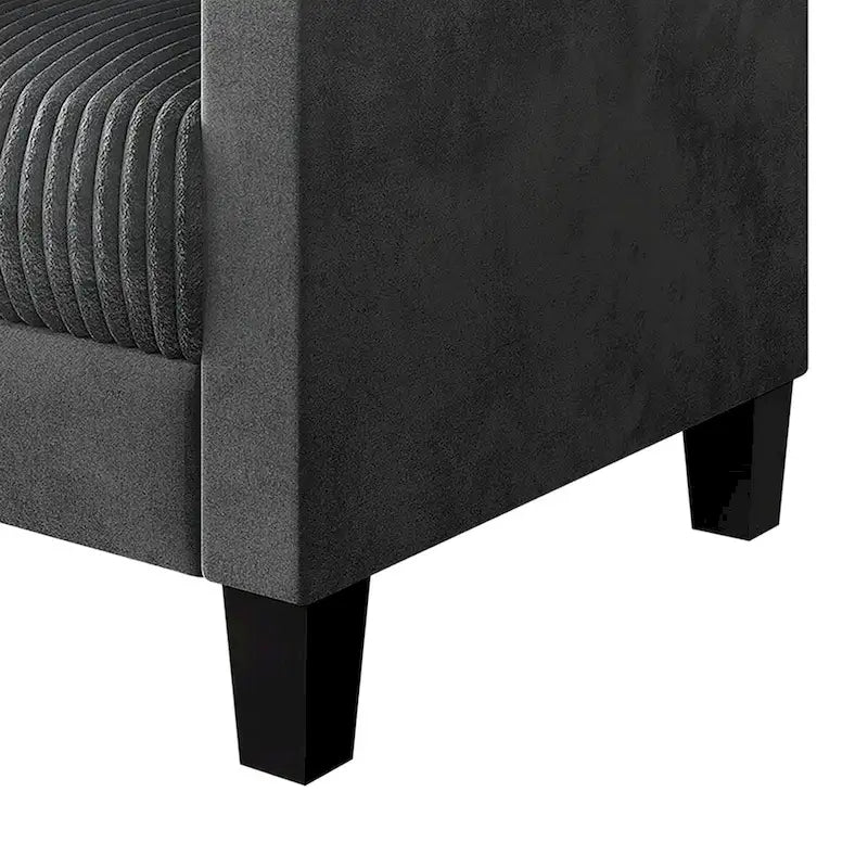 Divanetto due posti rivestito in velluto a coste – Grigio / Champagne / Marrone / Azzurro / Nero / Rosso