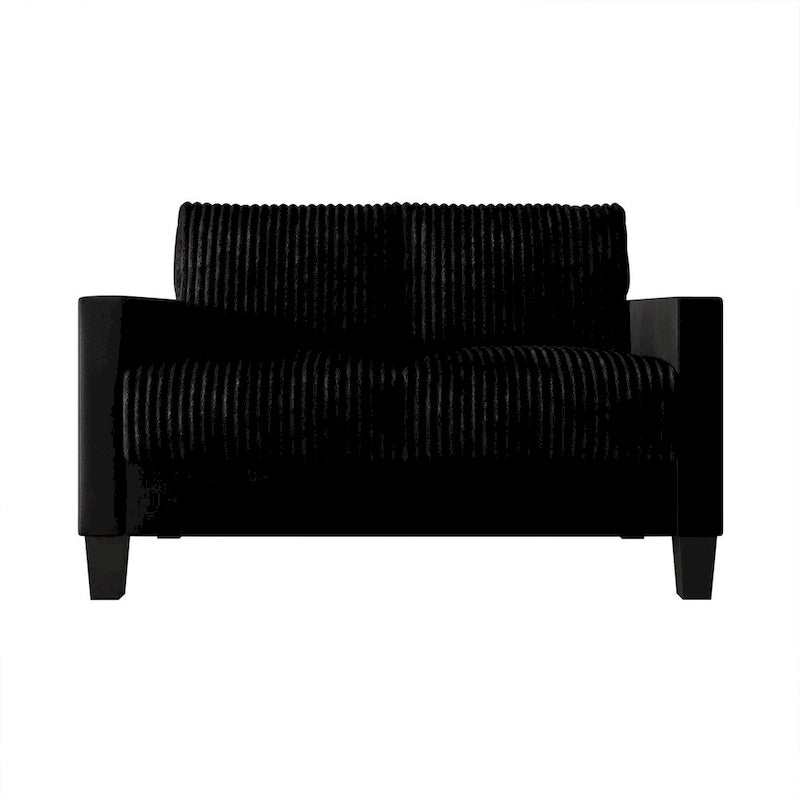 Divanetto due posti rivestito in velluto a coste – Grigio / Champagne / Marrone / Azzurro / Nero / Rosso
