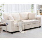 Divano a 3 posti in tessuto Bouclé beige con seduta profonda, 211 cm L