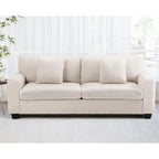 Divano a 3 posti in tessuto Bouclé beige con seduta profonda, 211 cm L