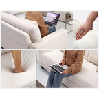 Divano a 3 posti in tessuto Bouclé beige con seduta profonda, 211 cm L