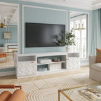 Mobile TV bianco/nero laccato lucido con gambe dorate, adatto a TV fino a 70", 1 persona