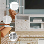 Mobile TV bianco/nero laccato lucido con gambe dorate, adatto a TV fino a 70", 1 persona