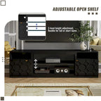 Mobile TV bianco/nero laccato lucido con gambe dorate, adatto a TV fino a 70", 1 persona