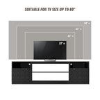 Mobile TV bianco/nero laccato lucido con gambe dorate, adatto a TV fino a 70", 1 persona