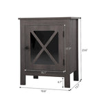 Comodino industriale marrone/bianco/naturale/grigio con anta in vetro, set da 2