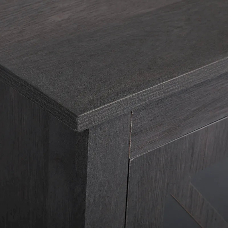 Comodino industriale marrone/bianco/naturale/grigio con anta in vetro, set da 2