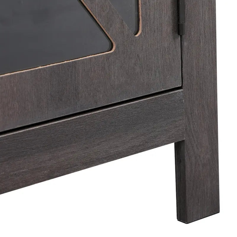 Comodino industriale marrone/bianco/naturale/grigio con anta in vetro, set da 2