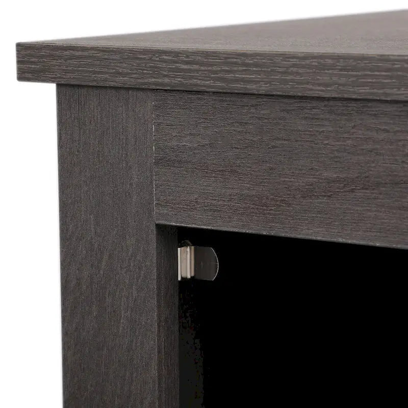 Comodino industriale marrone/bianco/naturale/grigio con anta in vetro, set da 2