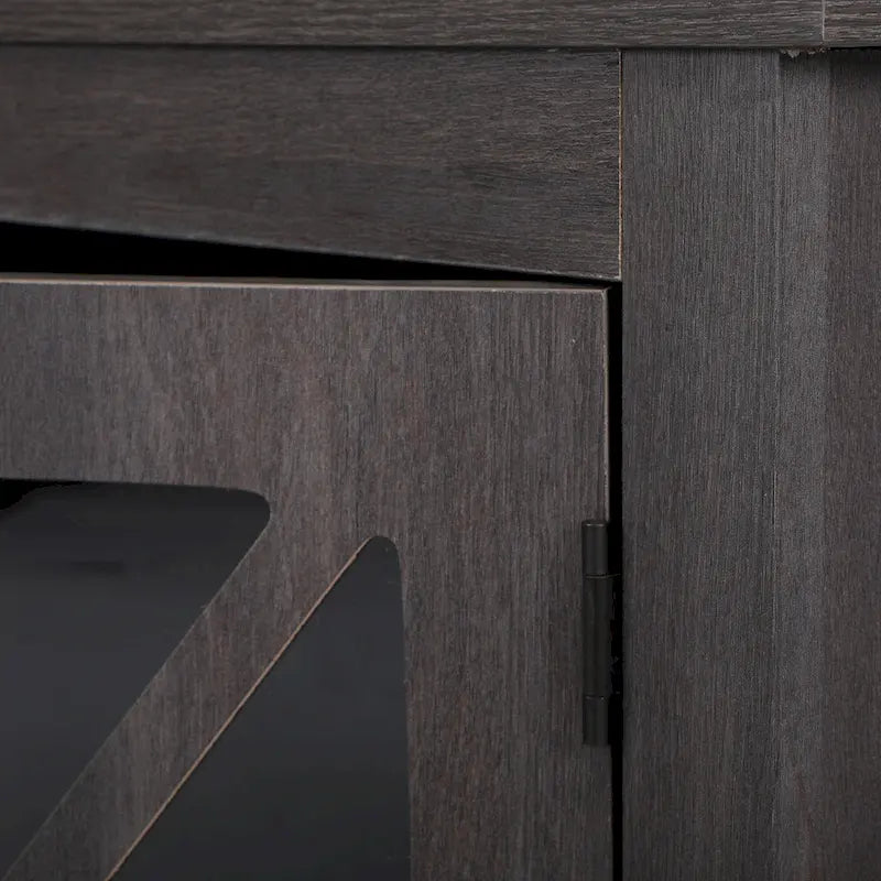 Comodino industriale marrone/bianco/naturale/grigio con anta in vetro, set da 2
