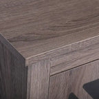 Comodino industriale marrone/bianco/naturale/grigio con anta in vetro, set da 2
