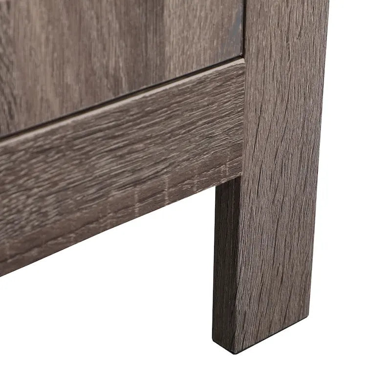 Comodino industriale marrone/bianco/naturale/grigio con anta in vetro, set da 2