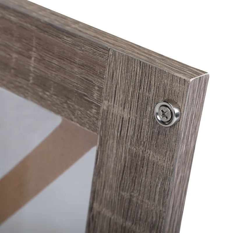Comodino industriale marrone/bianco/naturale/grigio con anta in vetro, set da 2