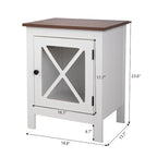 Comodino industriale marrone/bianco/naturale/grigio con anta in vetro, set da 2