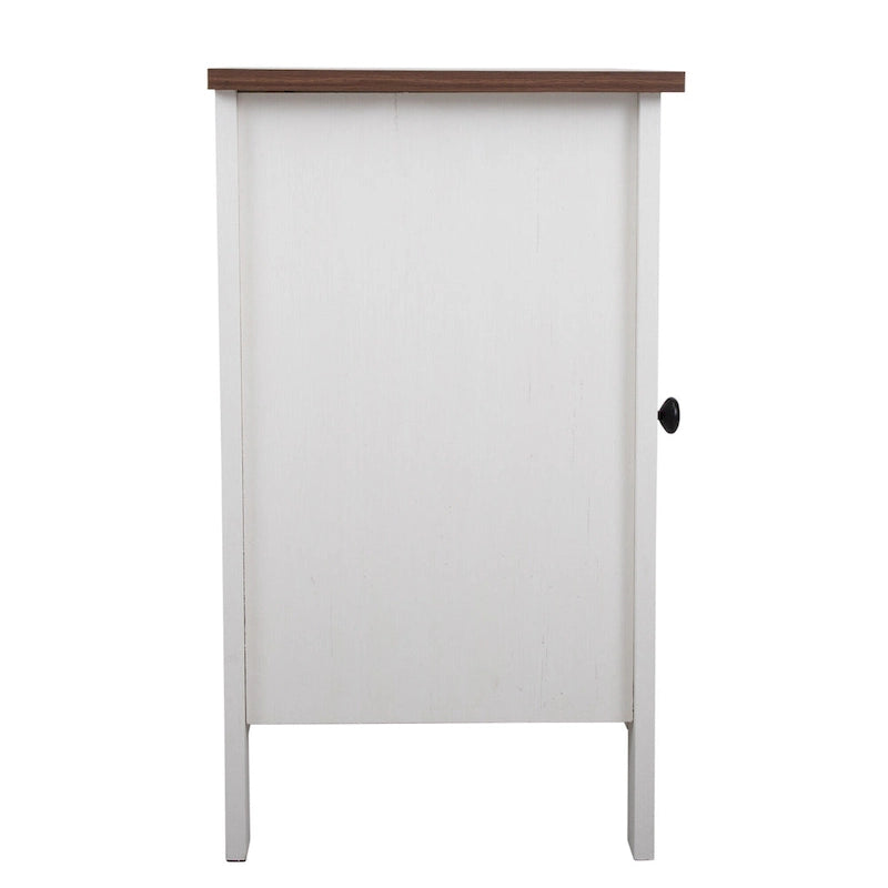 Comodino industriale marrone/bianco/naturale/grigio con anta in vetro, set da 2
