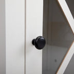 Comodino industriale marrone/bianco/naturale/grigio con anta in vetro, set da 2