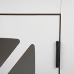Comodino industriale marrone/bianco/naturale/grigio con anta in vetro, set da 2