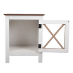Comodino industriale marrone/bianco/naturale/grigio con anta in vetro, set da 2