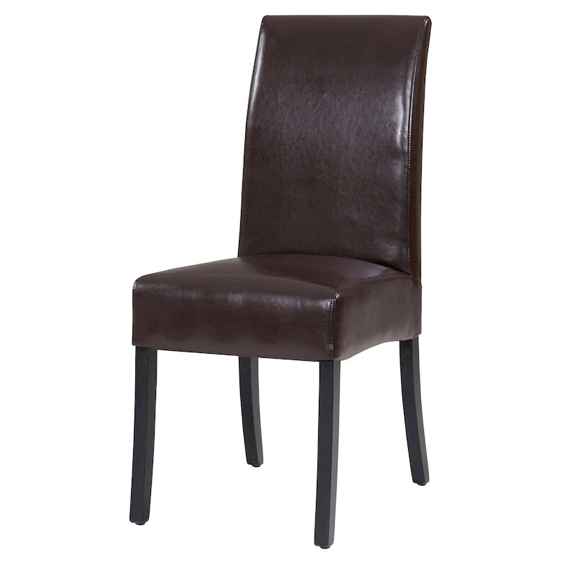 Sedia da pranzo laterale in pelle crosta marrone / beige, set da 2