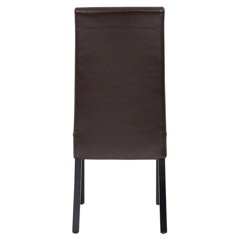 Sedia da pranzo laterale in pelle crosta marrone / beige, set da 2
