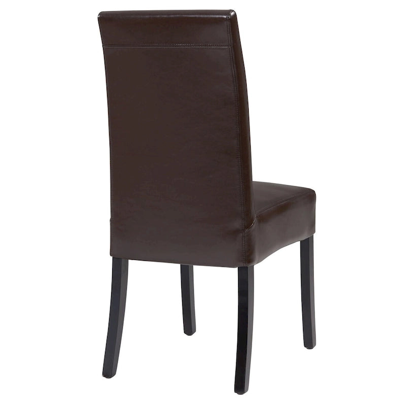 Sedia da pranzo laterale in pelle crosta marrone / beige, set da 2