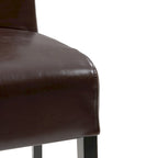 Sedia da pranzo laterale in pelle crosta marrone / beige, set da 2