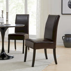 Sedia da pranzo laterale in pelle crosta marrone / beige, set da 2