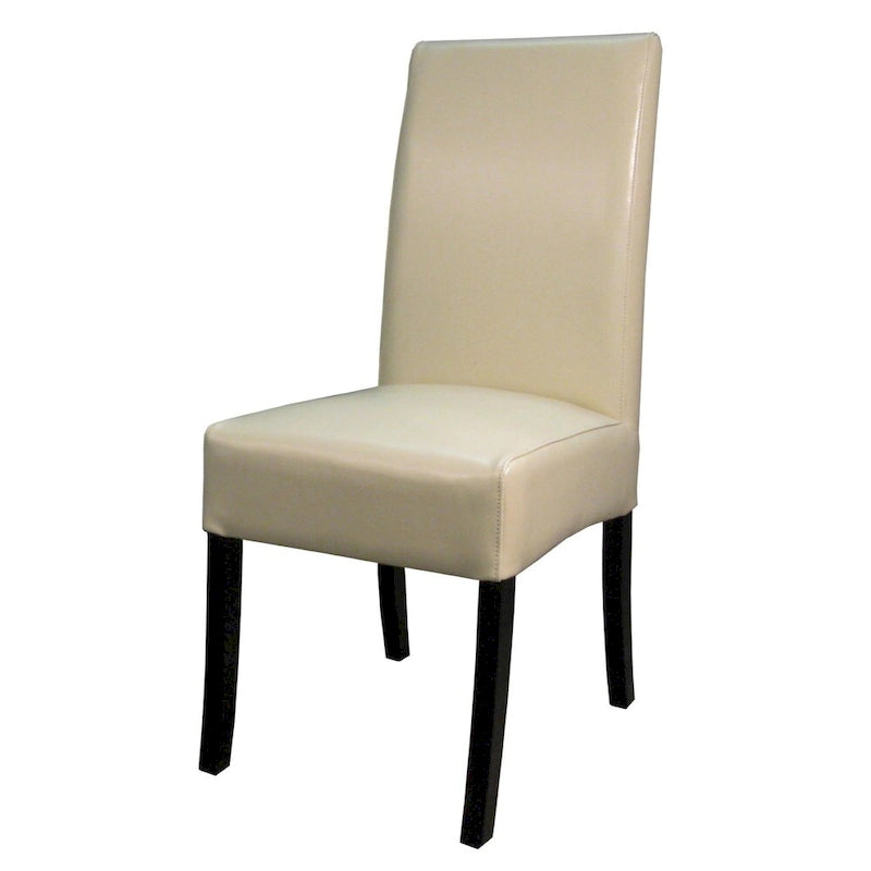 Sedia da pranzo laterale in pelle crosta marrone / beige, set da 2