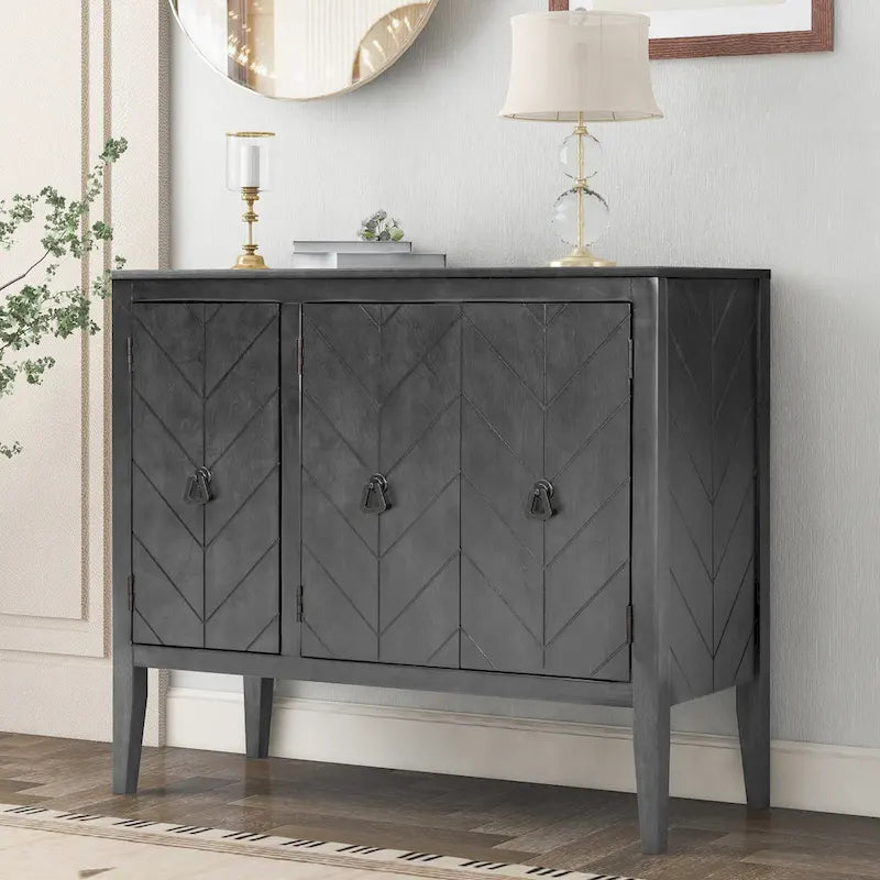 Madia a 3 ante in Bianco / Marrone / Blu / Grigio, stile vintage, montaggio a 1 persona
