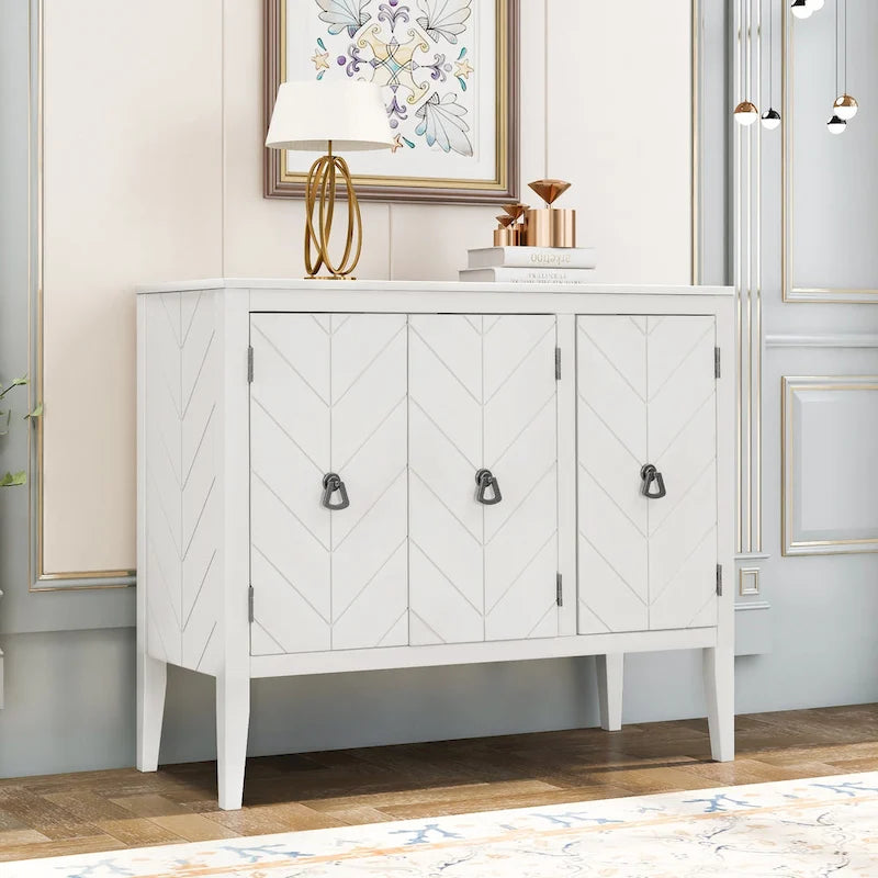 Madia a 3 ante in Bianco / Marrone / Blu / Grigio, stile vintage, montaggio a 1 persona