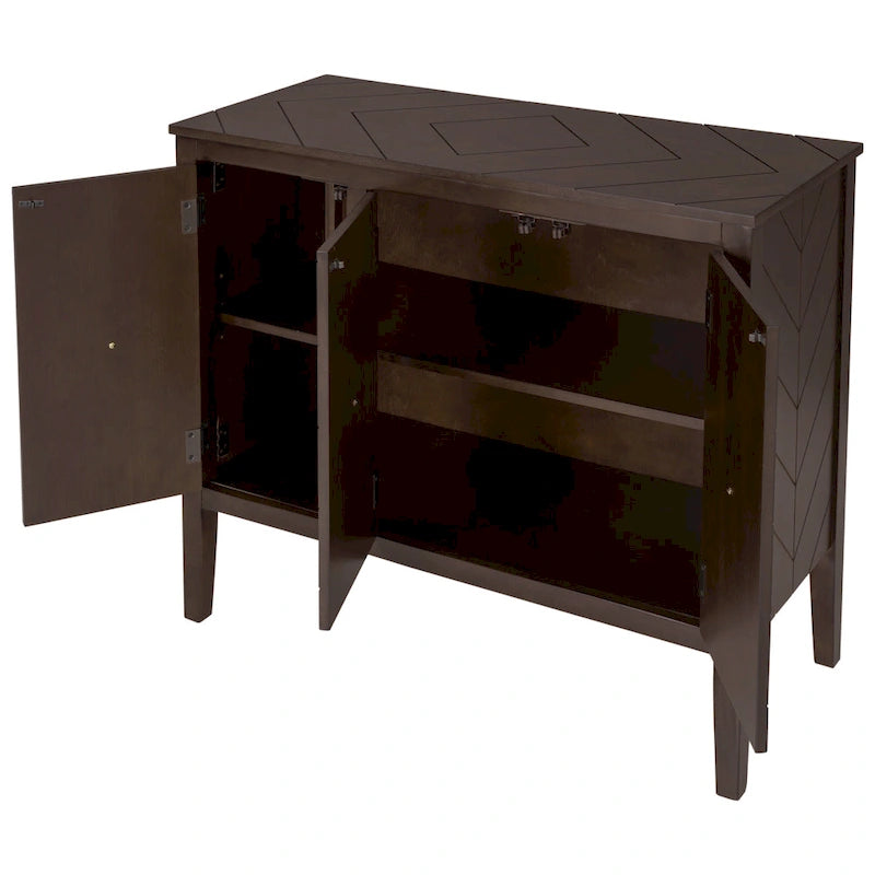 Madia a 3 ante in Bianco / Marrone / Blu / Grigio, stile vintage, montaggio a 1 persona