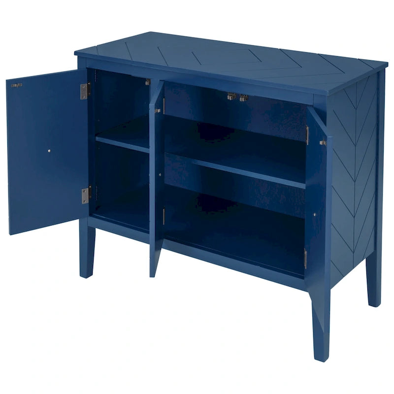Madia a 3 ante in Bianco / Marrone / Blu / Grigio, stile vintage, montaggio a 1 persona
