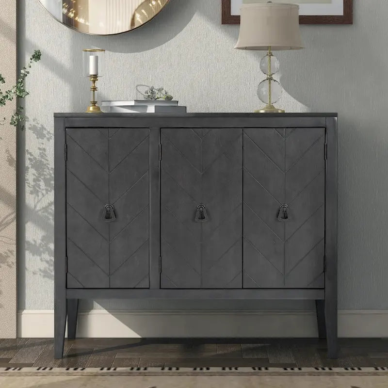 Madia a 3 ante in Bianco / Marrone / Blu / Grigio, stile vintage, montaggio a 1 persona