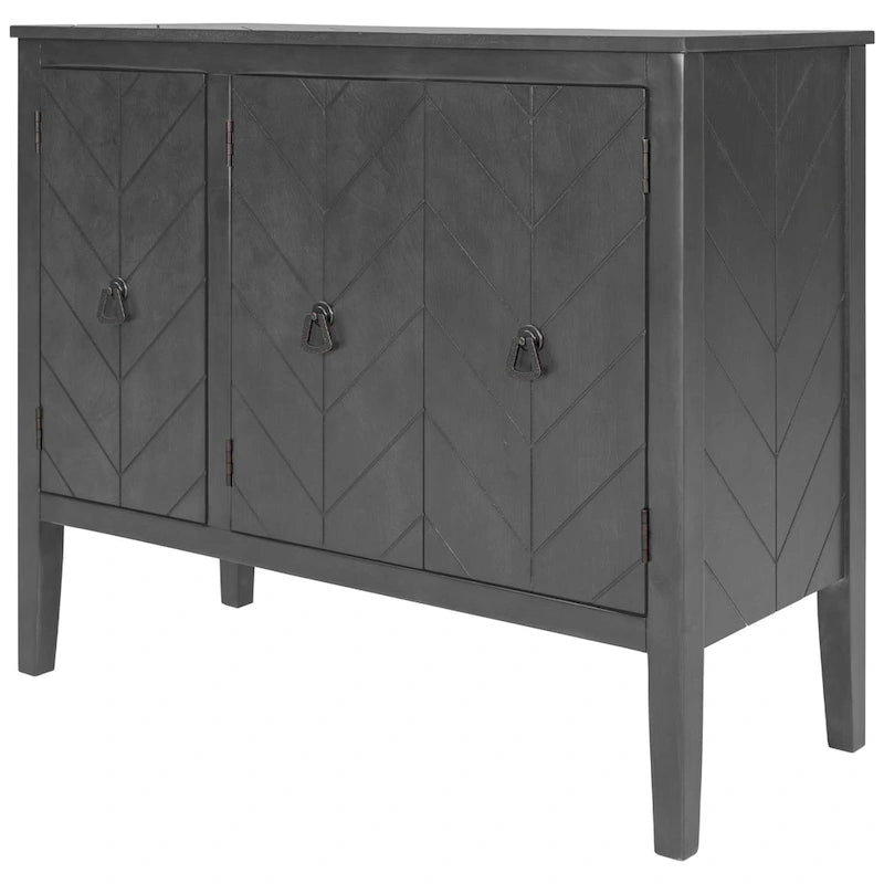 Madia a 3 ante in Bianco / Marrone / Blu / Grigio, stile vintage, montaggio a 1 persona