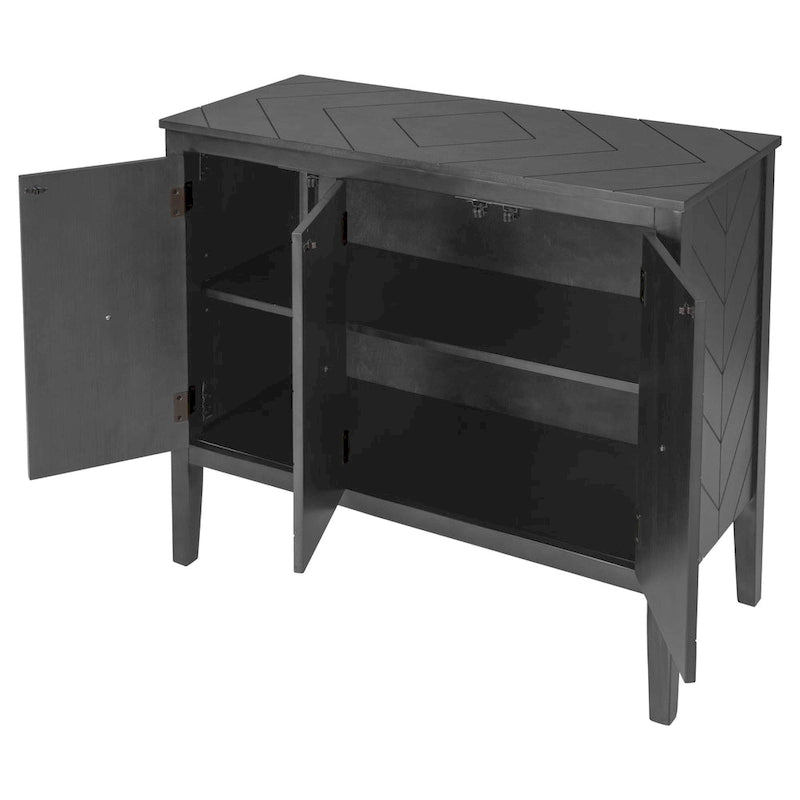 Madia a 3 ante in Bianco / Marrone / Blu / Grigio, stile vintage, montaggio a 1 persona
