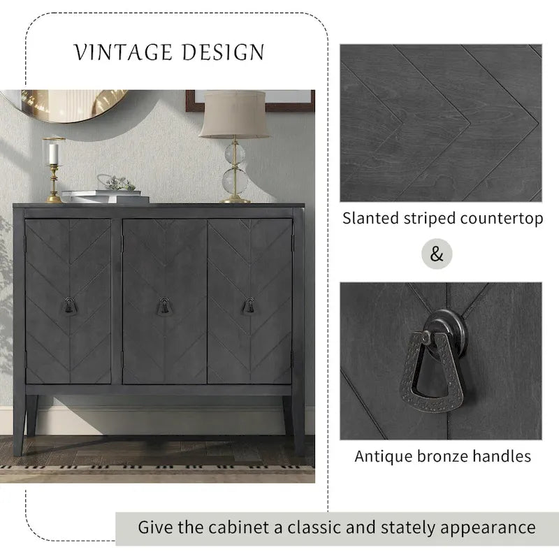 Madia a 3 ante in Bianco / Marrone / Blu / Grigio, stile vintage, montaggio a 1 persona