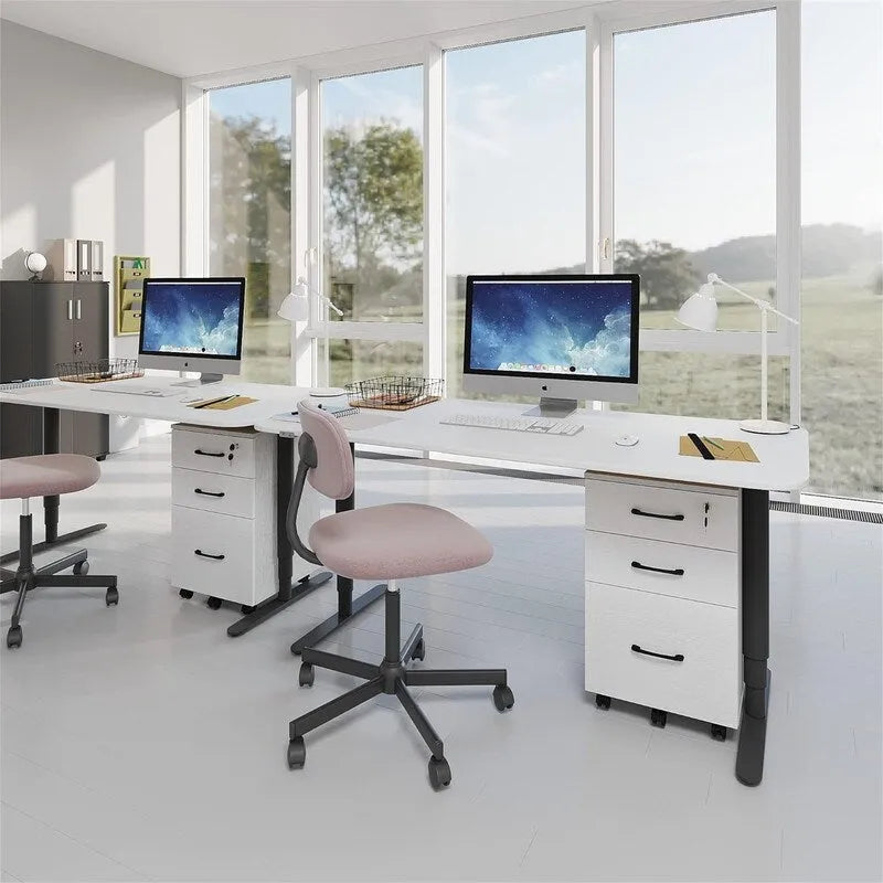 Classificatore mobile a 3 cassetti bianco con serratura, finitura metallizzata, utente singolo