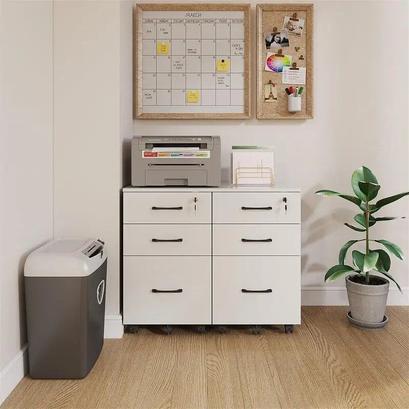 Classificatore mobile a 3 cassetti bianco con serratura, finitura metallizzata, utente singolo